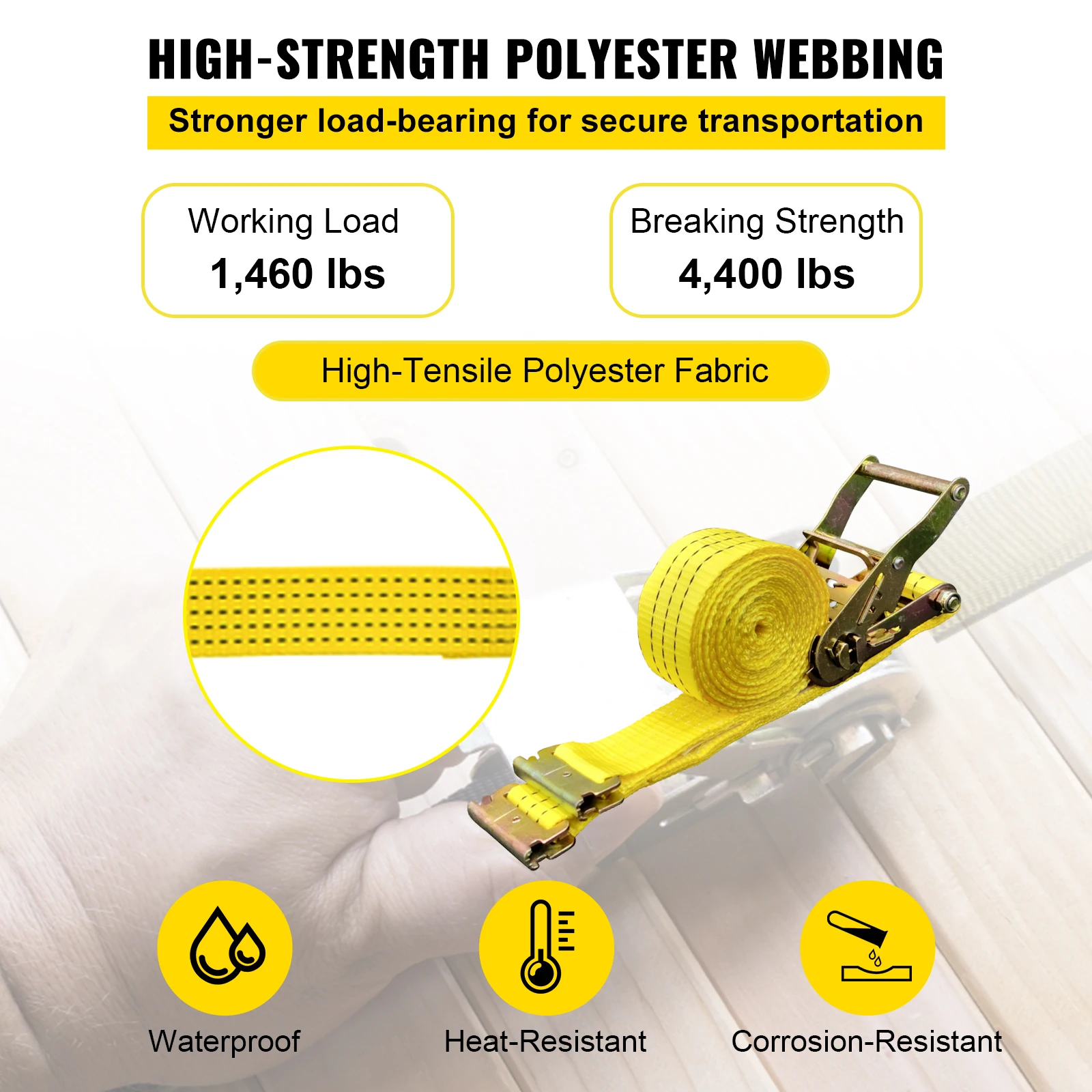 Polyester E Track Ratchet Straps for Cargo Tie Down