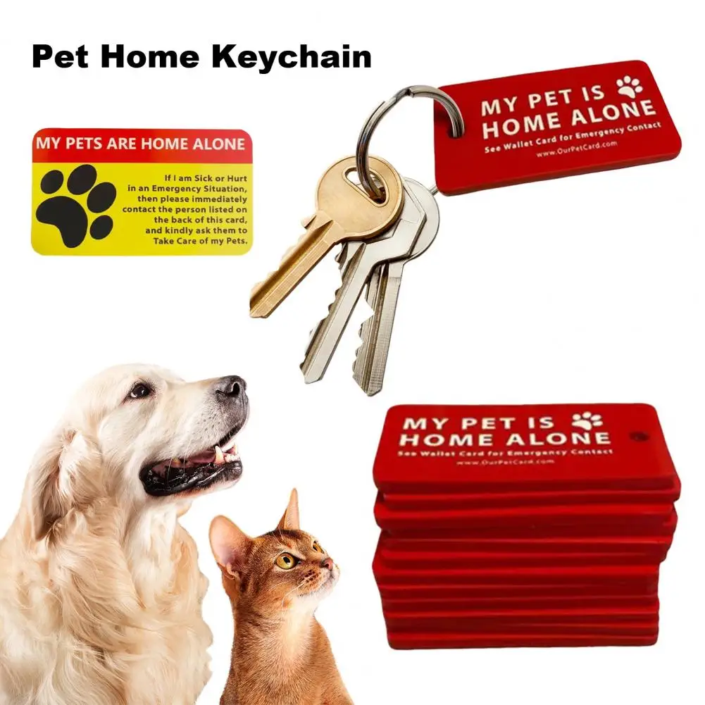Pet Safety Key Tag Pet Safety Keychain Set with Emergency Contact Cards for Home Pets Dog Cat Key Tags for Outdoors Peace