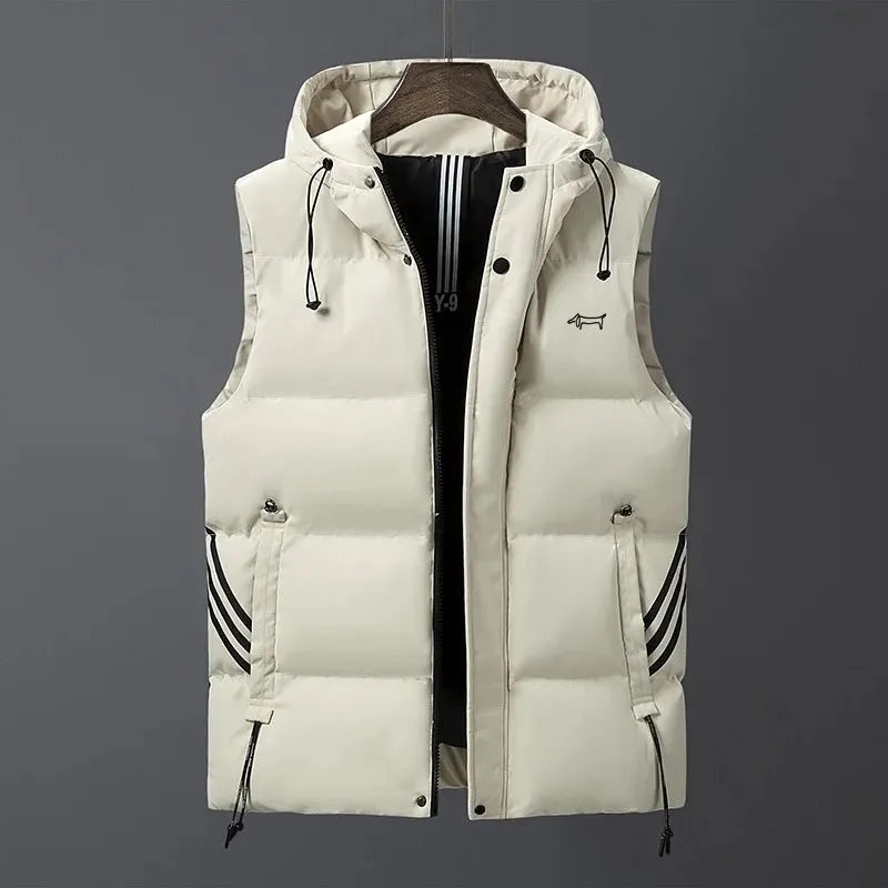 Winter Golf Wear Men's Vest Golf Waistcoat Hooded Fashion Down Cotton Jacket Loose Thicken Warm Men's Vest Coats 골프웨어