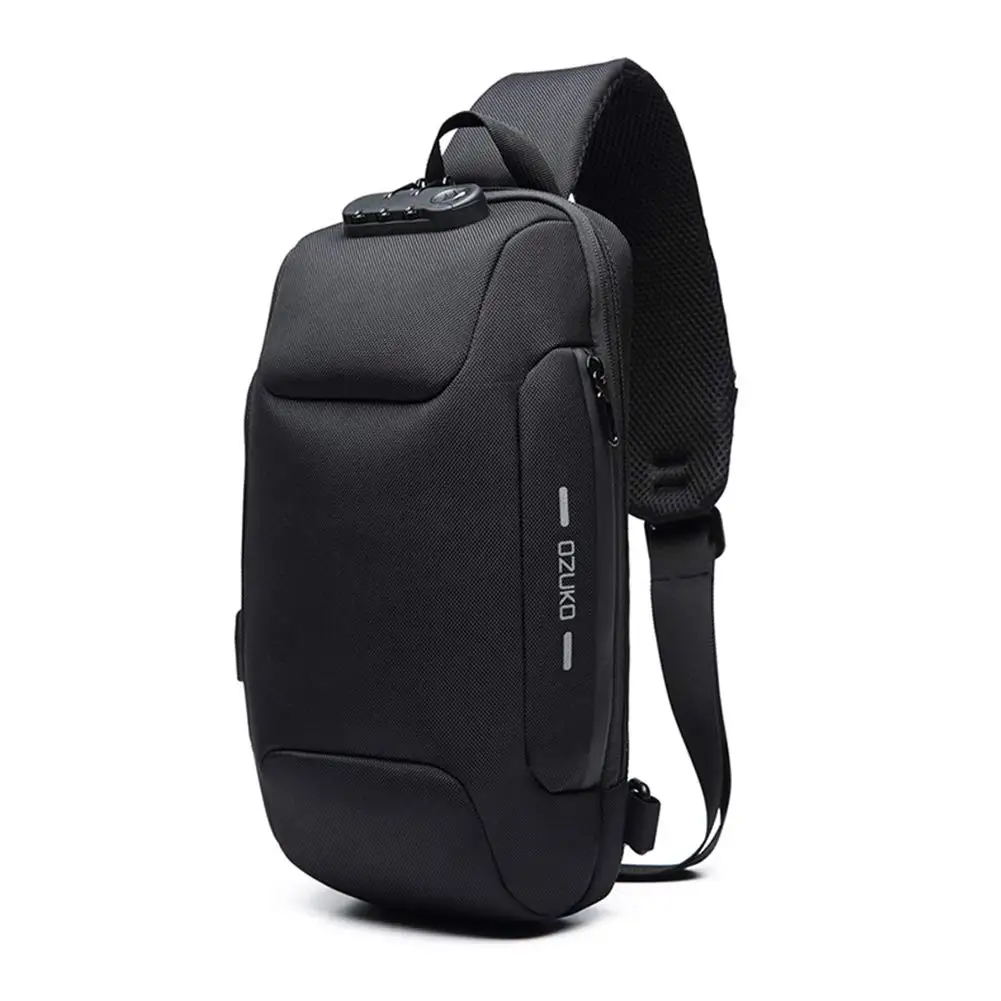 Z zabezpieczeniem przeciw kradzieży torba ze sznurkiem Crossbody na ramię plecak wodoodporny torba na klatkę piersiowa z Port ładowania USB lekkim Daypack