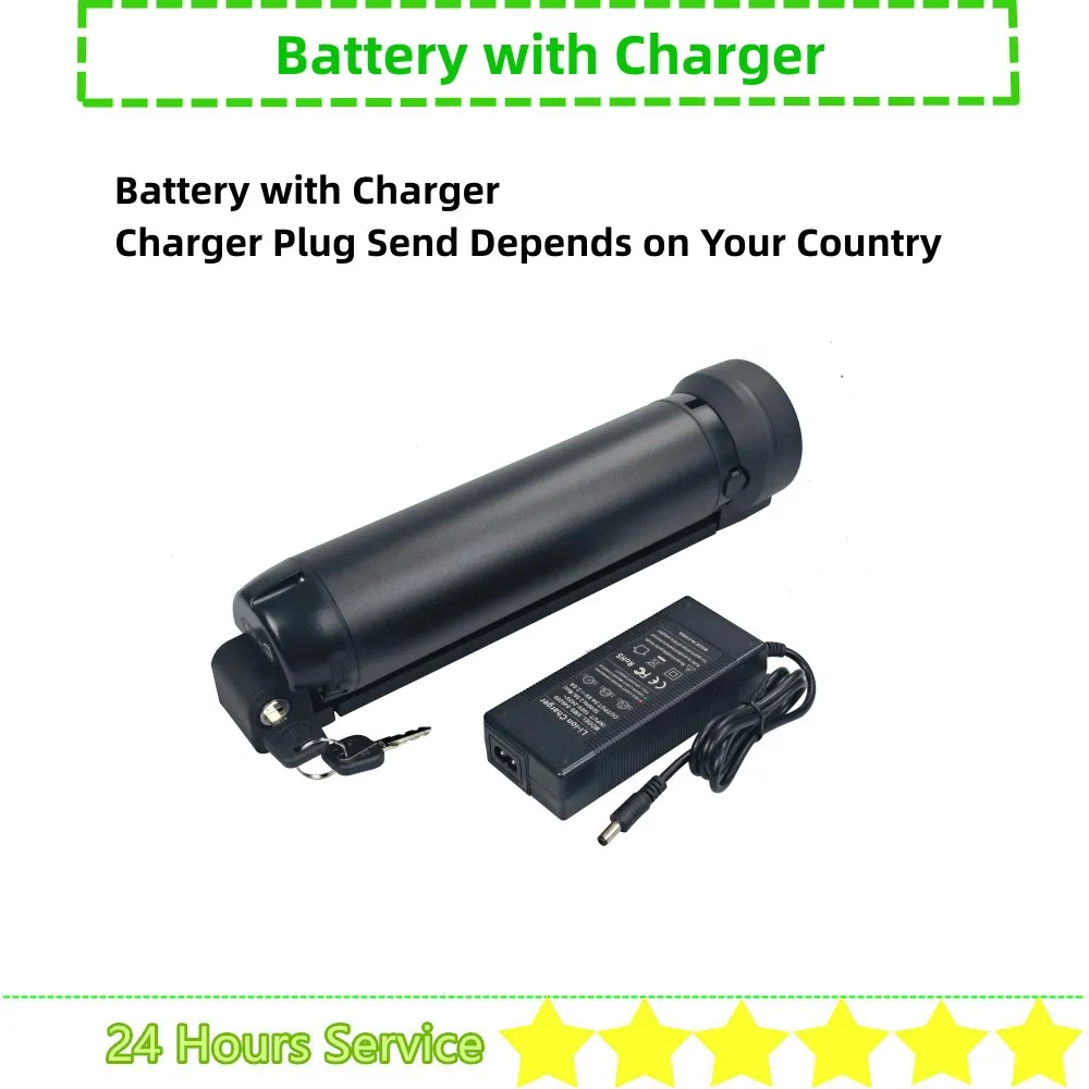 Mountain City Ebike Side Open Water Bottle Ebike Battery 36V 10Ah 24V 10Ah 15Ah Down Tube Dolphin Amped Battery with Charger