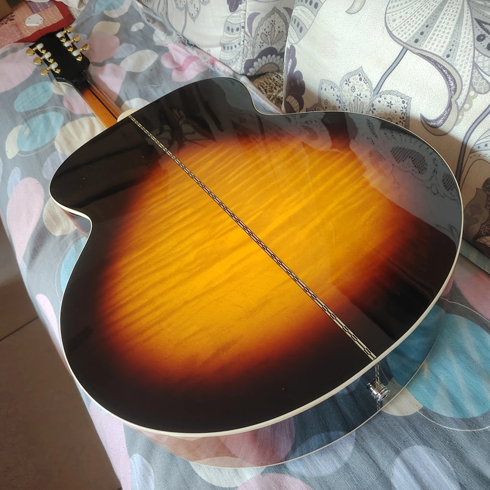 43 inch side rear flame maple top SJ-200BS-E electric box folk electric acoustic guitar in stock ping