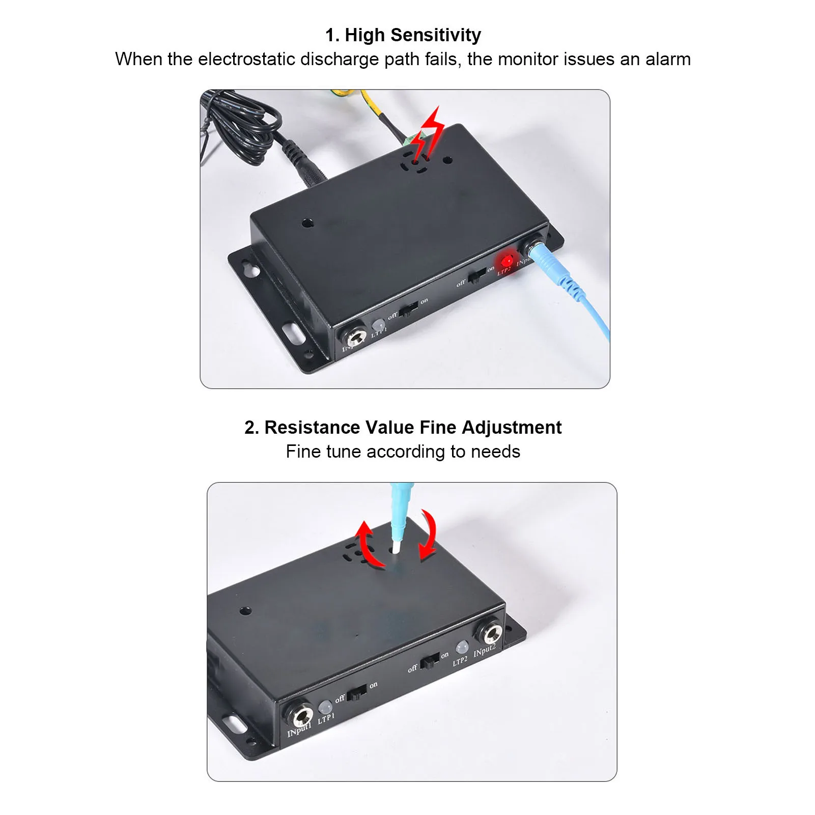 Antistatic Wristband Alarm ESD Wrist Strap Tester Double Station Antistatic Wristband Online Monitor Wrist Strap Online Monitor