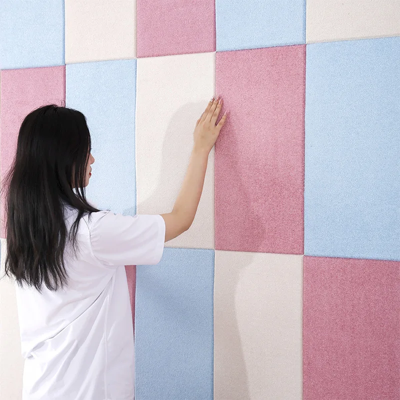 

Self-adhesive fabric bedroom headboard plastic soft bag self-adhesive back thickened kang anti-collision solid color headboard