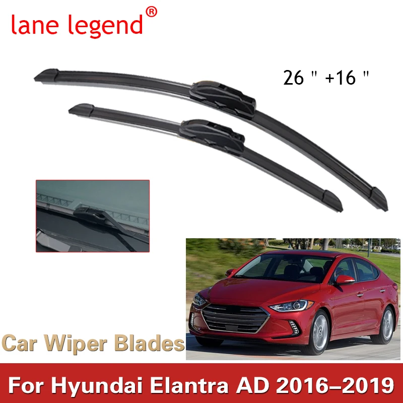 For Hyundai Elantra AD Windshield Windscreen Front Wiper Blades Brushes Cutter Accessories U J Hook 26"+16"