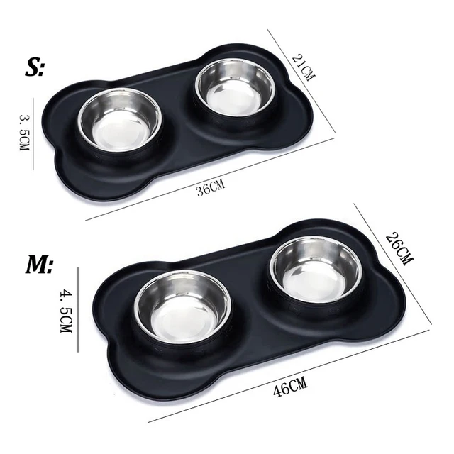 Stainless Steel Pet Dog Feeder Silicone Anti-spill Cats Dog Double Bowl Pet Feeding Drinking Water Bowls Dog Food Dispenser 6