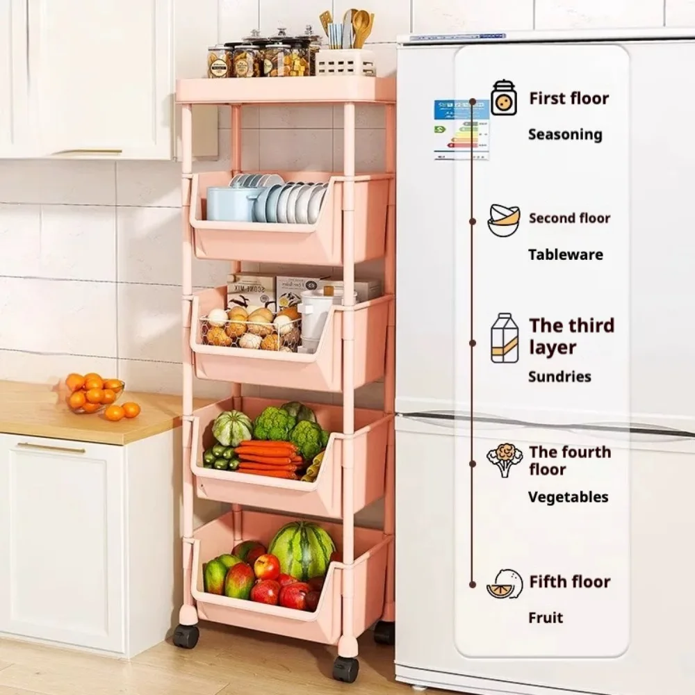 Trolley Bookshelf Multifunctional Cart With Wheels Rack Kitchen Storage Slit Storage Kitchen Slit Home Organizer