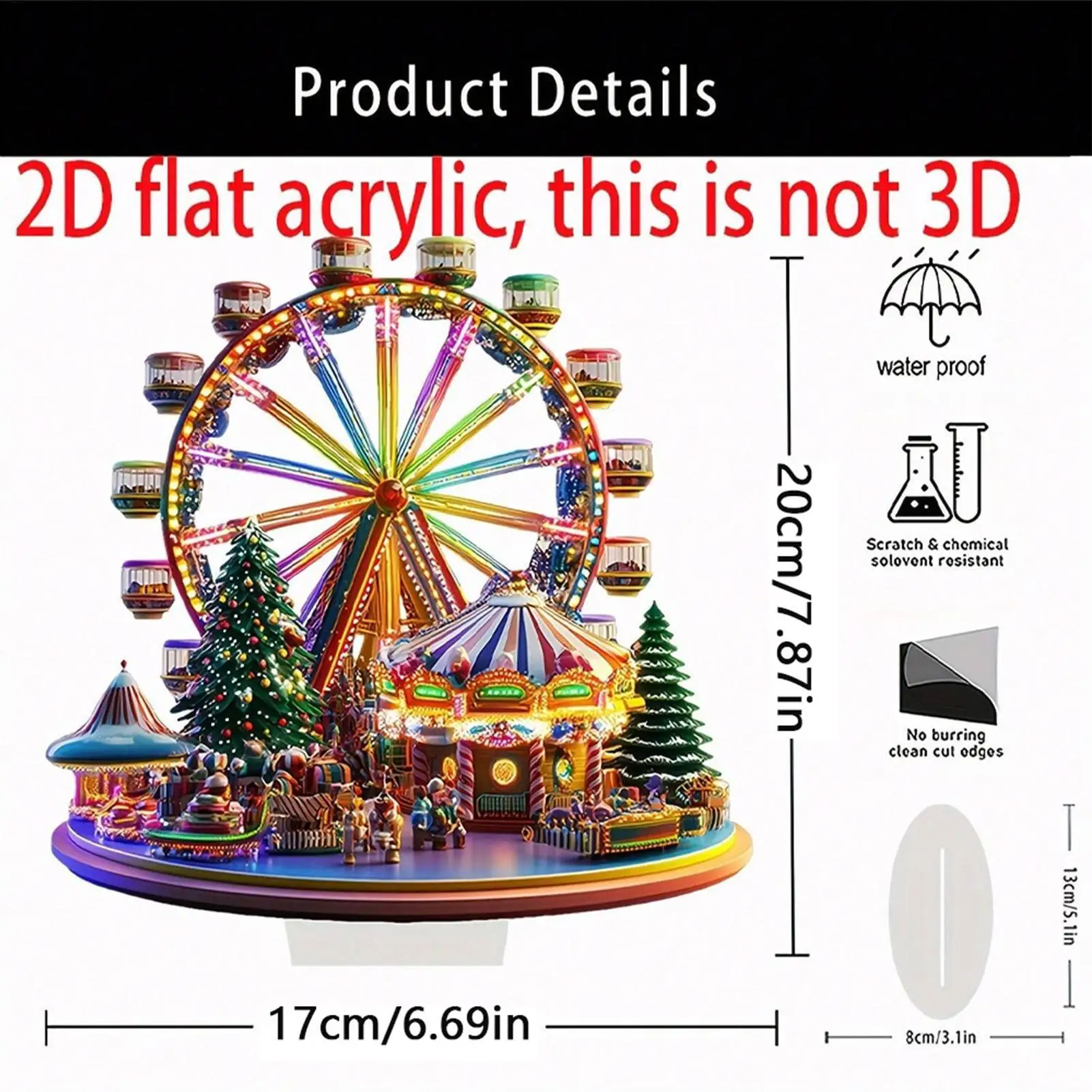 Christmas Ferris Wheel Ornament Acrylic Ferris Wheel Display Board 2D Ferris Wheel Shelf Ornaments Desktop Ferris Wheel Decor