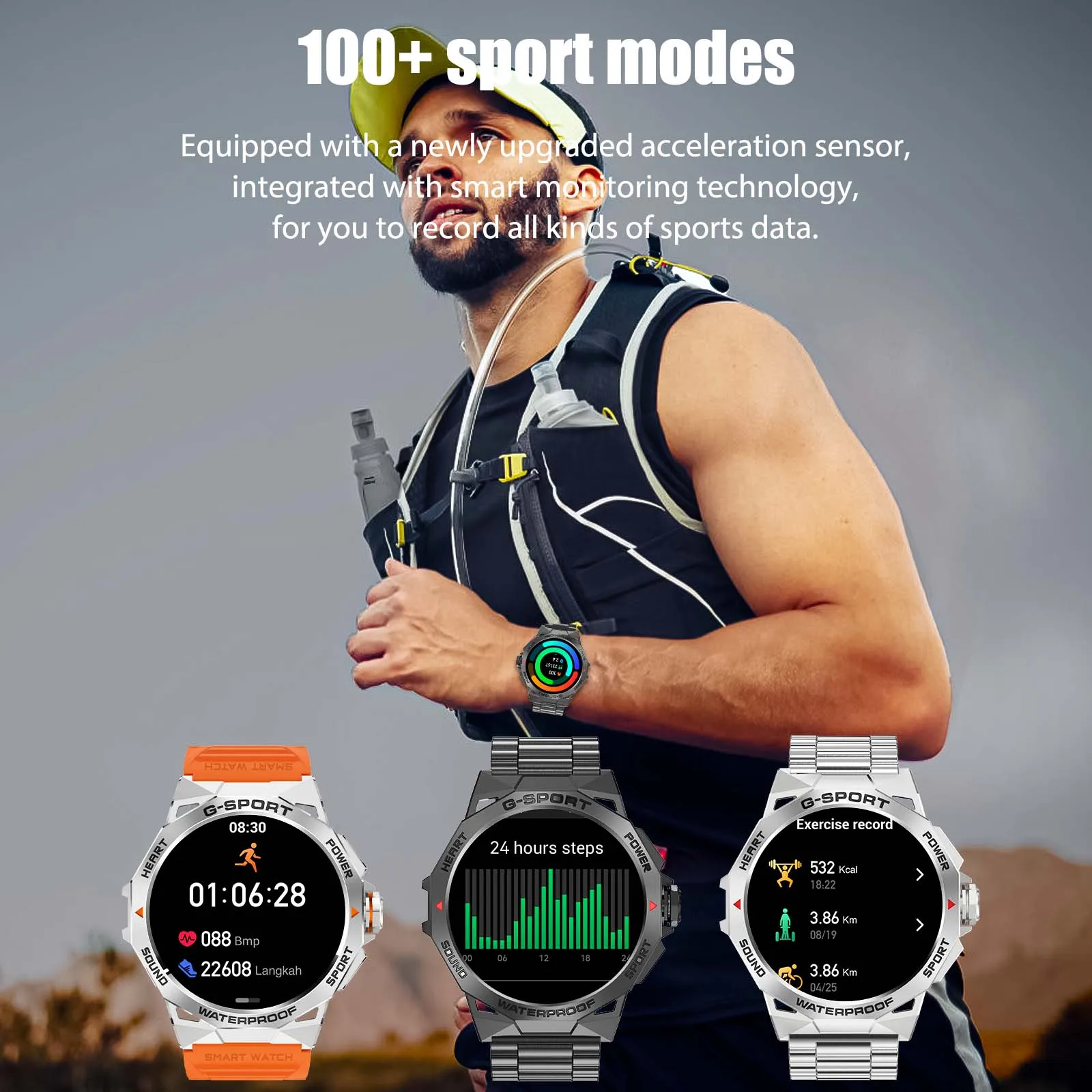 EIGIIS New AMOLED Men Smart Watch 100+ Sport Modes Heart Rate Blood Oxygen Monitoring Sleep Quality Analysis IP68 Waterproof K62 - Image 2