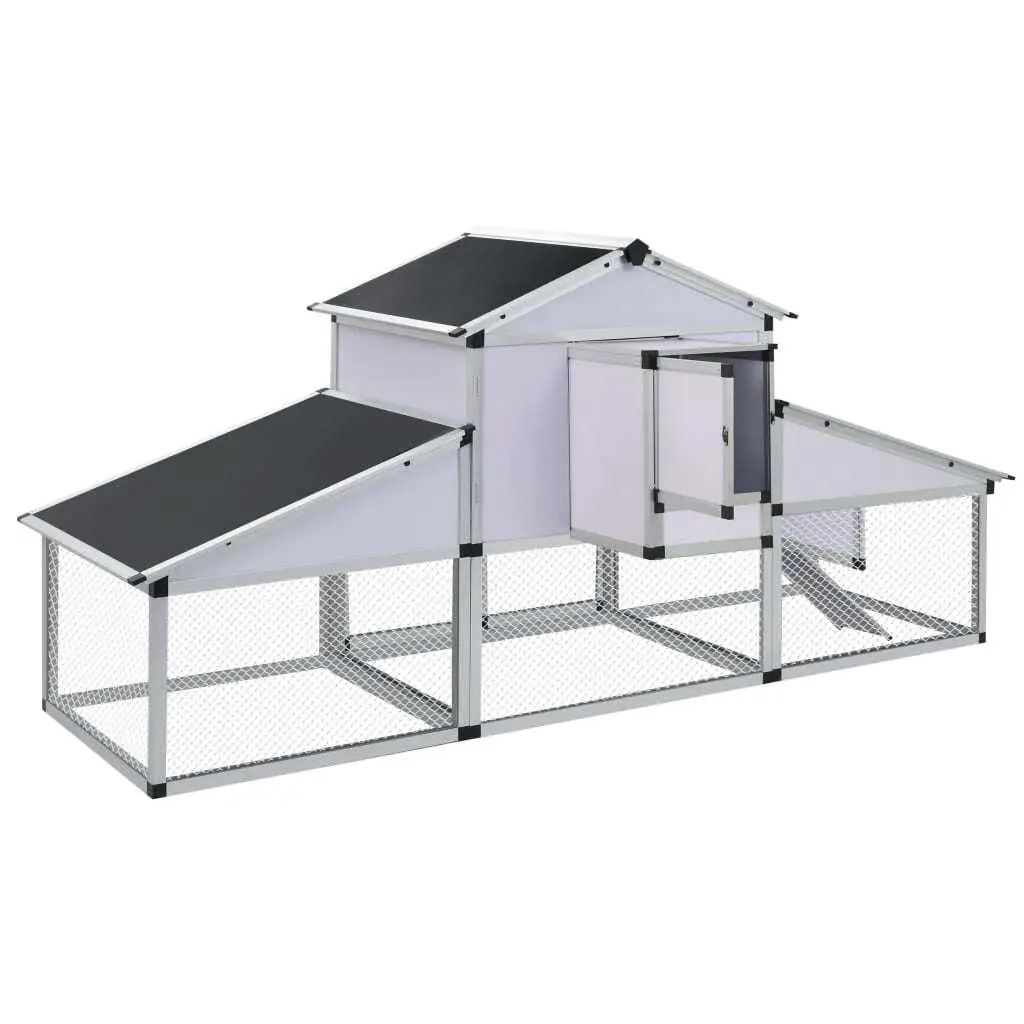 Aluminum Chicken Coop with Run & Nest Box-Durable Outdoor Poultry Shelter