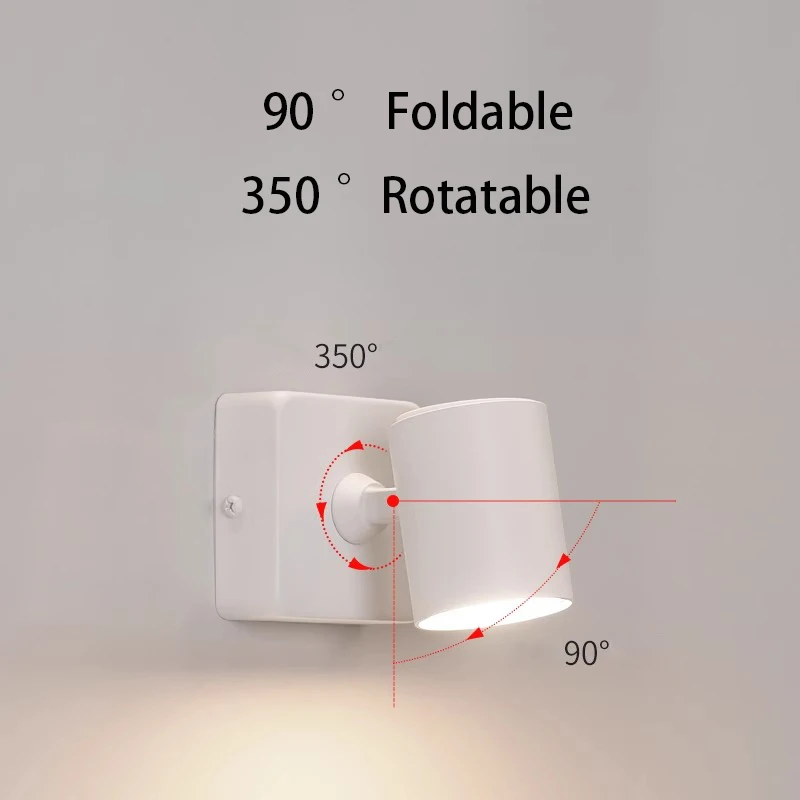 Led Wall Lamp Replacement GU10 Bulb Spotlight Simple Modern Reading Light bBdroom Beside Spot Lights White Black Color Foco