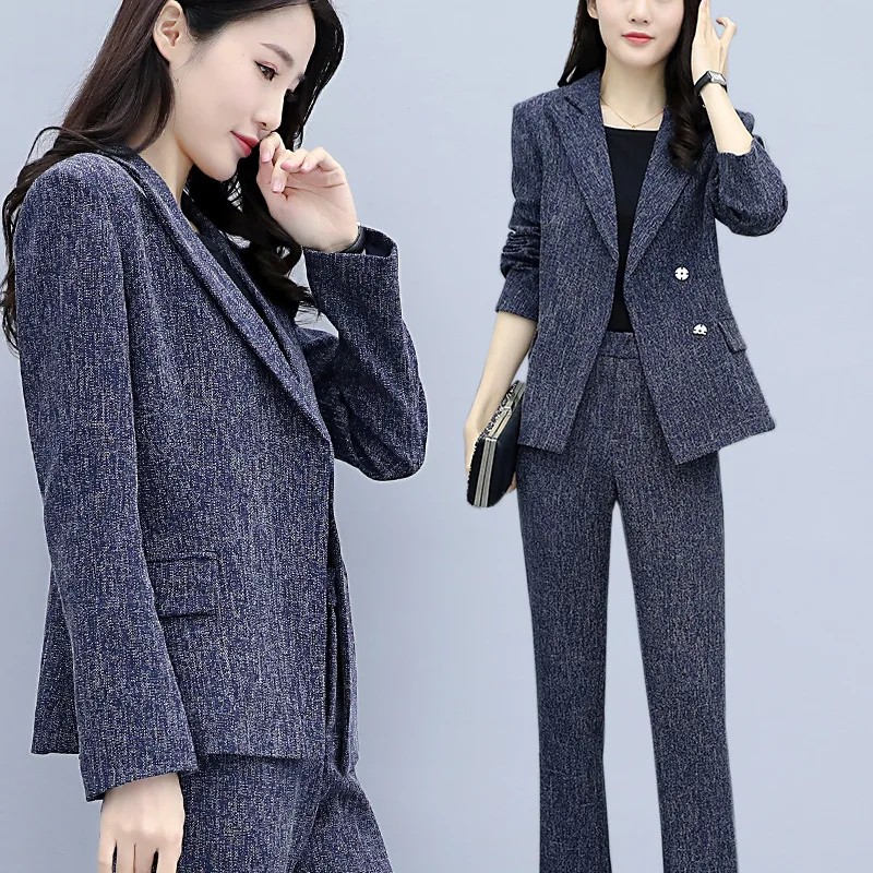 Fashionable Collage Patchwork Long Sleeve Pant Suit for Women, Ideal for 2023 Spring and Autumn