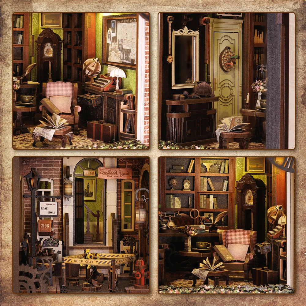 DIY poppenhuis miniatuur huis kit, 3D houten puzzel boek hoek