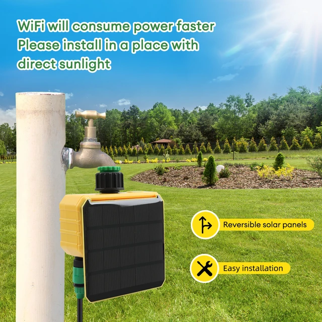 Yieryi 1-Way/2-Way WIFI Solar Irrigation Timer Tuya/Smart Life APP Smart Valve Outdoor Garden Drip Irrigation Sprinklers Timer 3