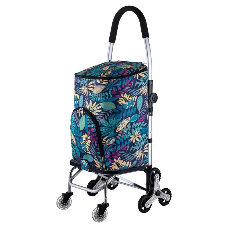 Folding Shopping Cart Storage Bag with Stair Climbing Wheels Waterproof Fabric 43L Travel Bag Outdoor Pull Trolley Max Load 50kg 5