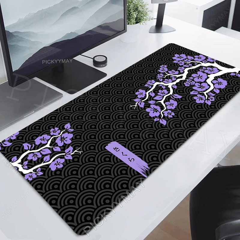 Dragon Gaming Mouse Pad Tapete de Rato Grande Base de Borracha Grande Deskpad Roxo Tapetes Pretos Arte 900x400 - Imagem 5
