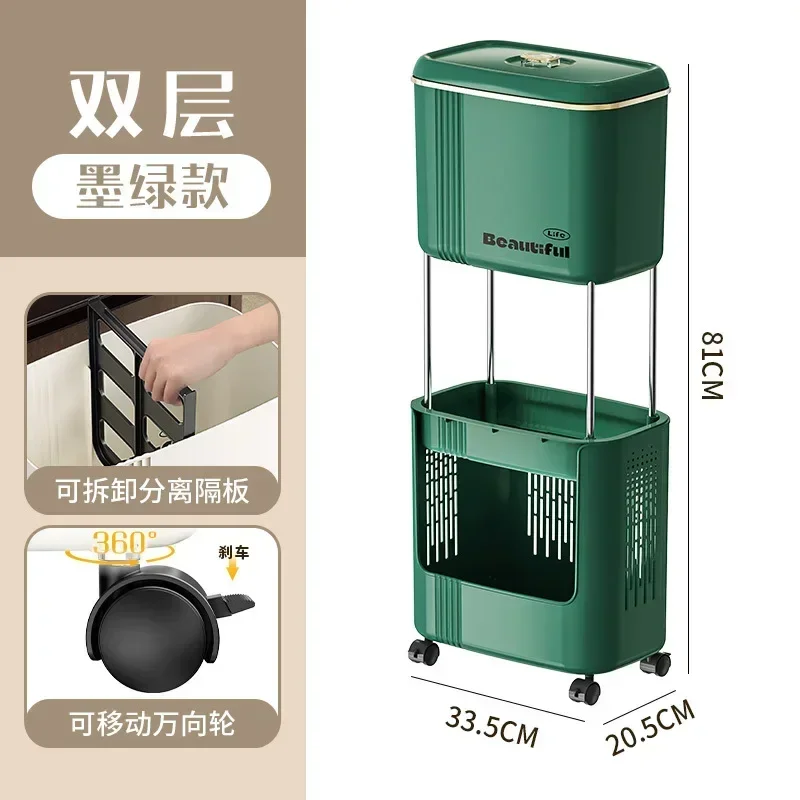 Odor-Resistant Double-Layer Kitchen Garbage Bin with Large Capacity