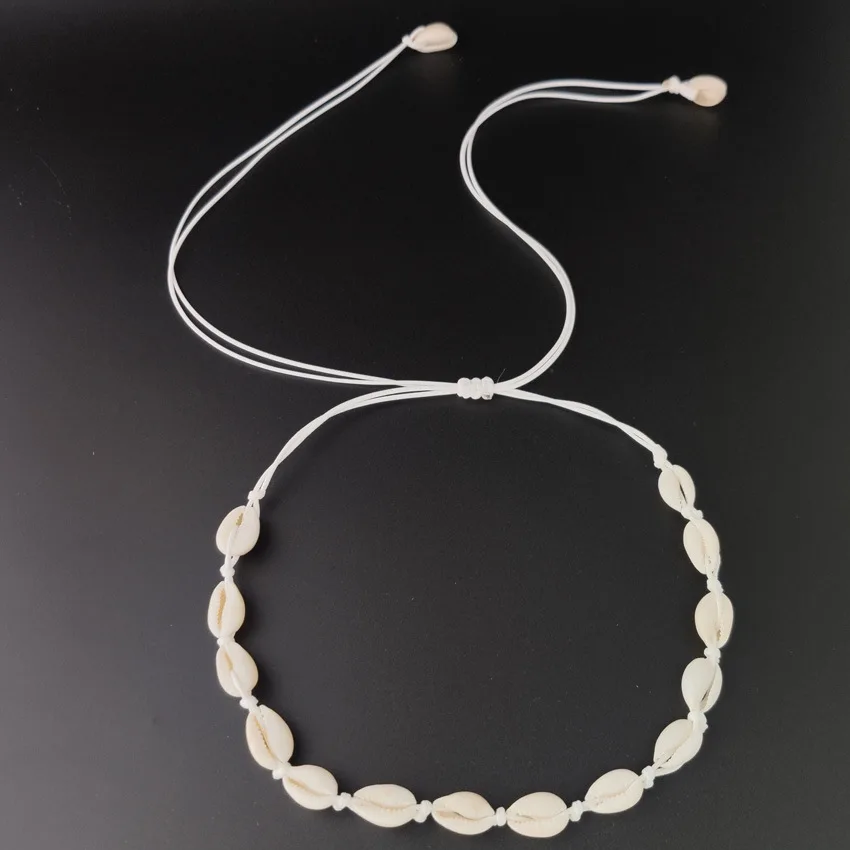 2020 Hot Conch Shell Black White Rope Necklace Ladies Summer Beach Shell Collar Boho Beaded Necklace Handmade Collar Female 