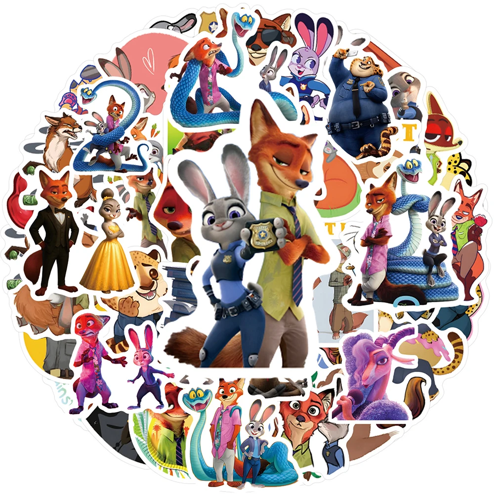 10/30/50/120pcs Zootopia 2 스티커 귀여운 디즈니 애니메이션 데칼 DIY 오토바이 수하물 노트북 재미 있은 방수 낙서 스티커 장난감
