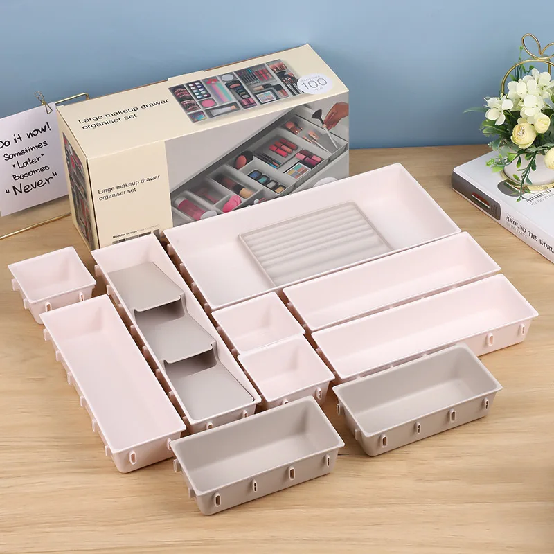 1 Set Creative Folding Plastic Drawer Organizer-Kitchen Utensil Storage and Versatile Cabinet Divider for Home,Desk Organization