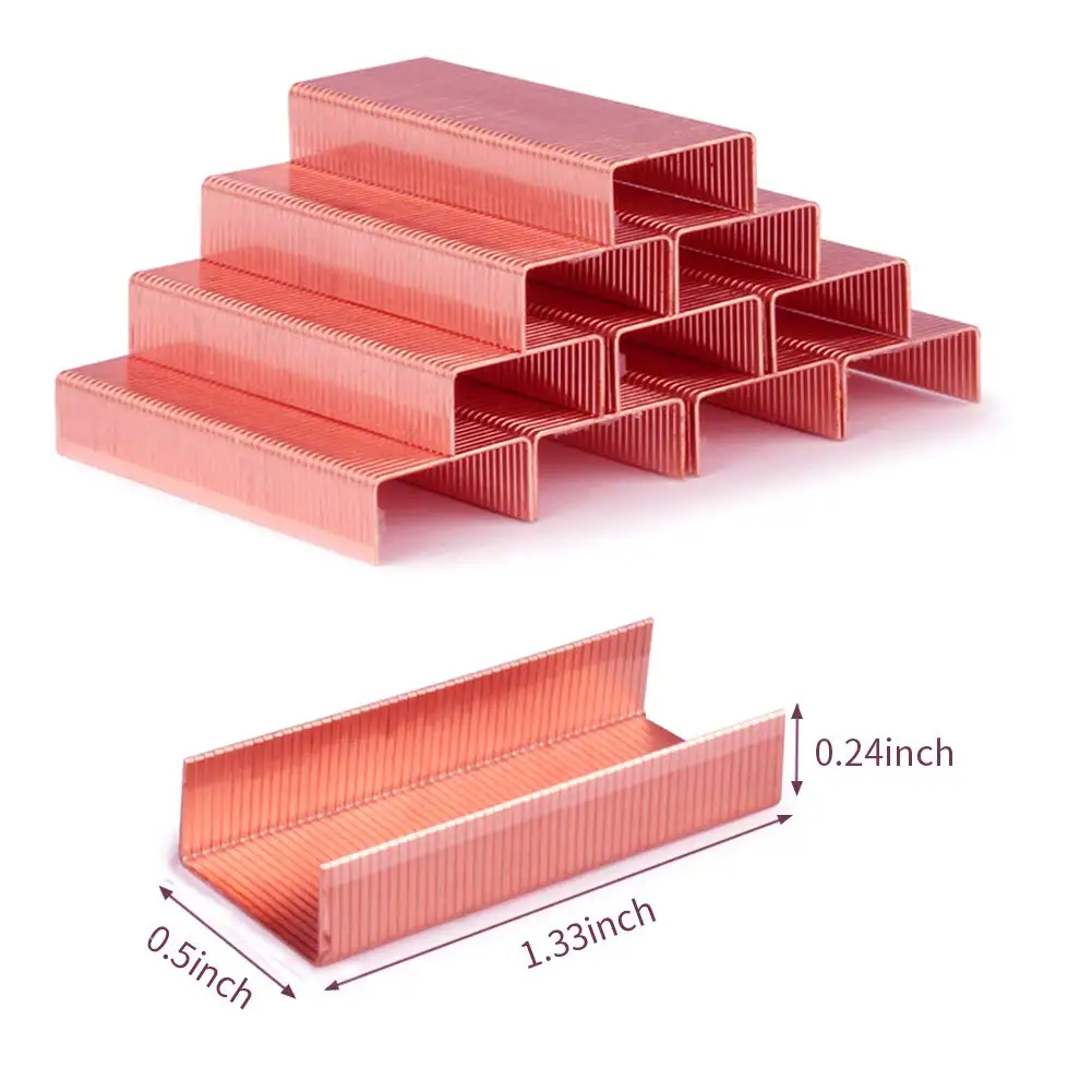 소형 사무용 스테이플러, 투명 스프링 구동 데스크탑 표준 스테이플러, 무료 1000개 표준 스테이플 포함 - 로즈 골드