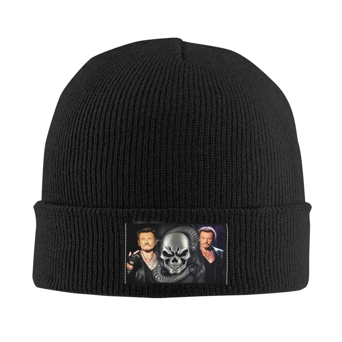 

Johnny Hallyday Skull Beanie Cap Unisex Winter Warm Bonnet Femme Knitting Hats Heavy Metal Rock Skullies Beanies Hat