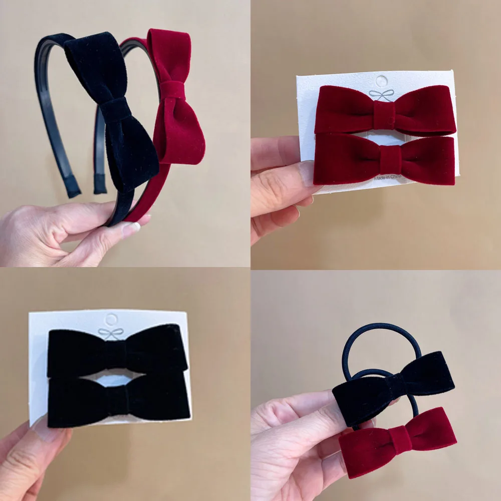 4pc Mode Vintage Erweiterte Solide Samt Bogen Haarband für Frauen Mädchen Elegante Koreanische Haar Hoops Stirnband Zubehör