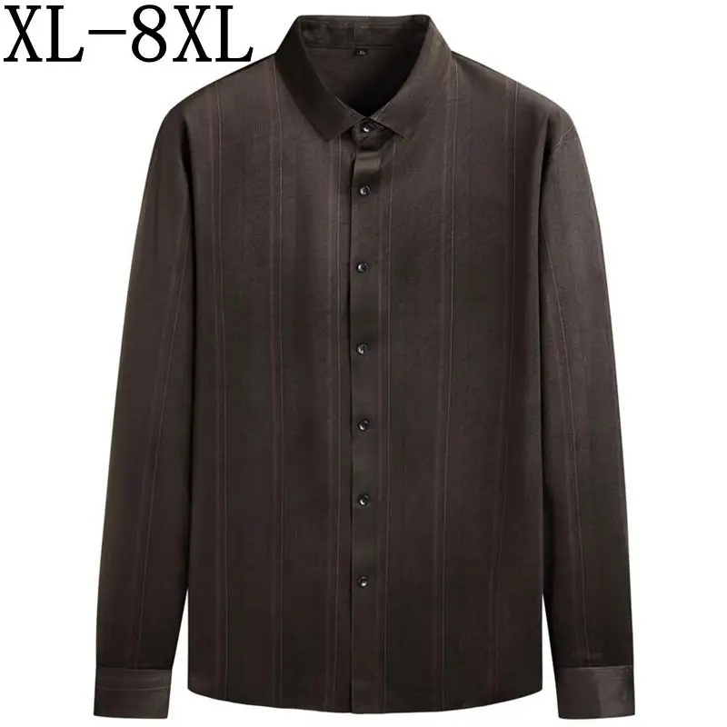 

Рубашка мужская Осенняя свободного покроя с длинным рукавом, 8XL/7XL/6XL