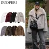 DUOPERI Women Fashion Winter Solid Thick Warm Faux Fur Coat Lapel Collar Long Sleeves Female Chic Lady Casual Outfits 1
