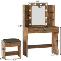 Vanity Desk with Lights,Makeup Vanity with Power Strip,Dressing Table Set with 2 Large Drawers,Vanity Mirror 3 Lighting Color Ad 2