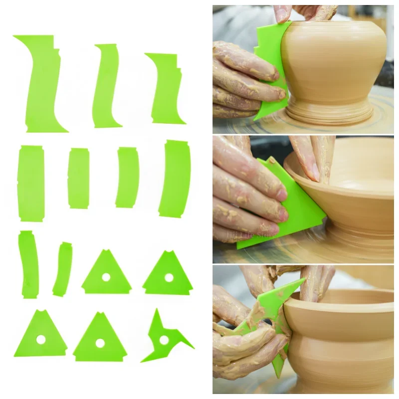 Pottery Tools 14pcs Clay Modeling Auxiliary Scraper ABS MaterialDIY Ceramic Drawing Texture Trimming Auxiliary Ceramic Tools