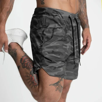 2025 New Men's Shorts Single-Layer Woven Quick Dry Solid Color Running Fitness Sports Casual American Fifth Pants Comfortable 1