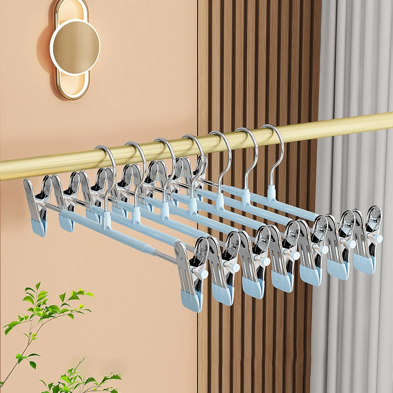 Windproof Metal Hanger For Clothes Home Pants Coat Non-slip Drying Hangers With Adjustable Clips Closets Storage Organizer 1