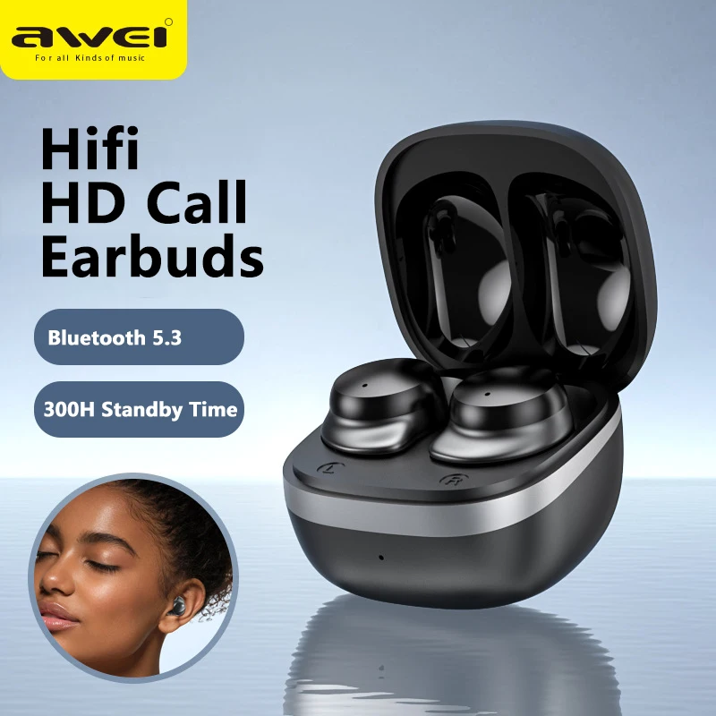 

Awei T78 Bluetooth 5.3 Earphones Wireless 3D Stereo TWS Headphones with Microphones Game In-ear Headset Hifi HD Call Earbuds