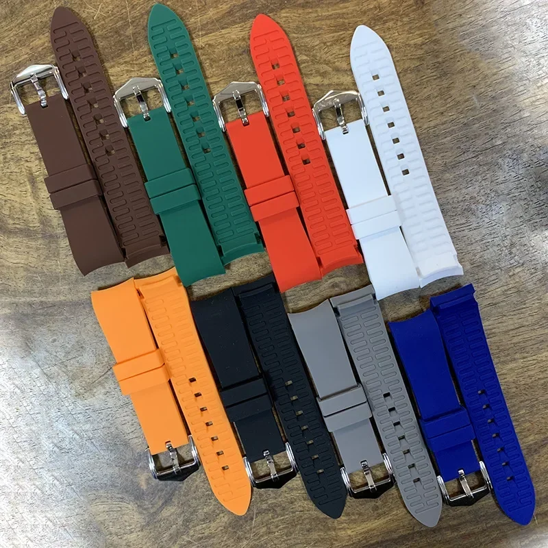 Silicone Strap with Curved Ends for Sport Watches - Replacement Wrist Band Accessory