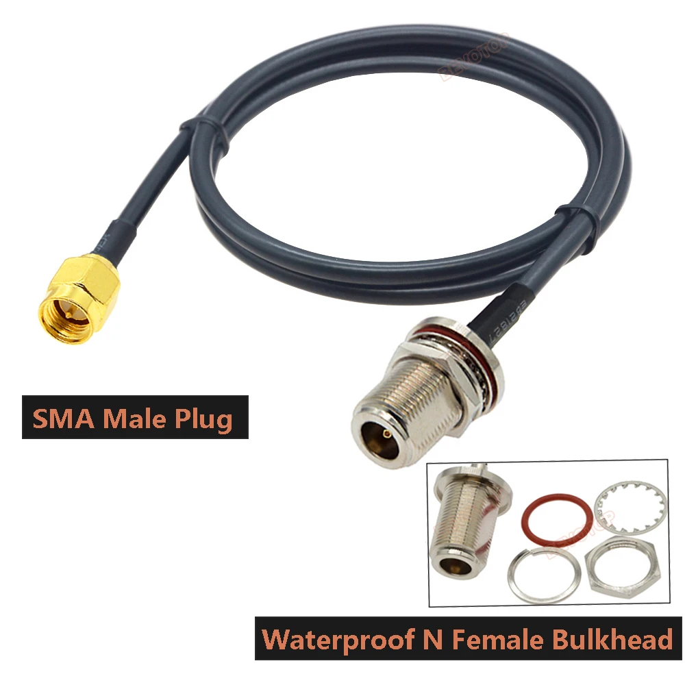 RG58 방수 N 암-암 SMA/RP-SMA RF 동축 피그테일 3G 4G 5G LTE 안테나 연장 점퍼 1개