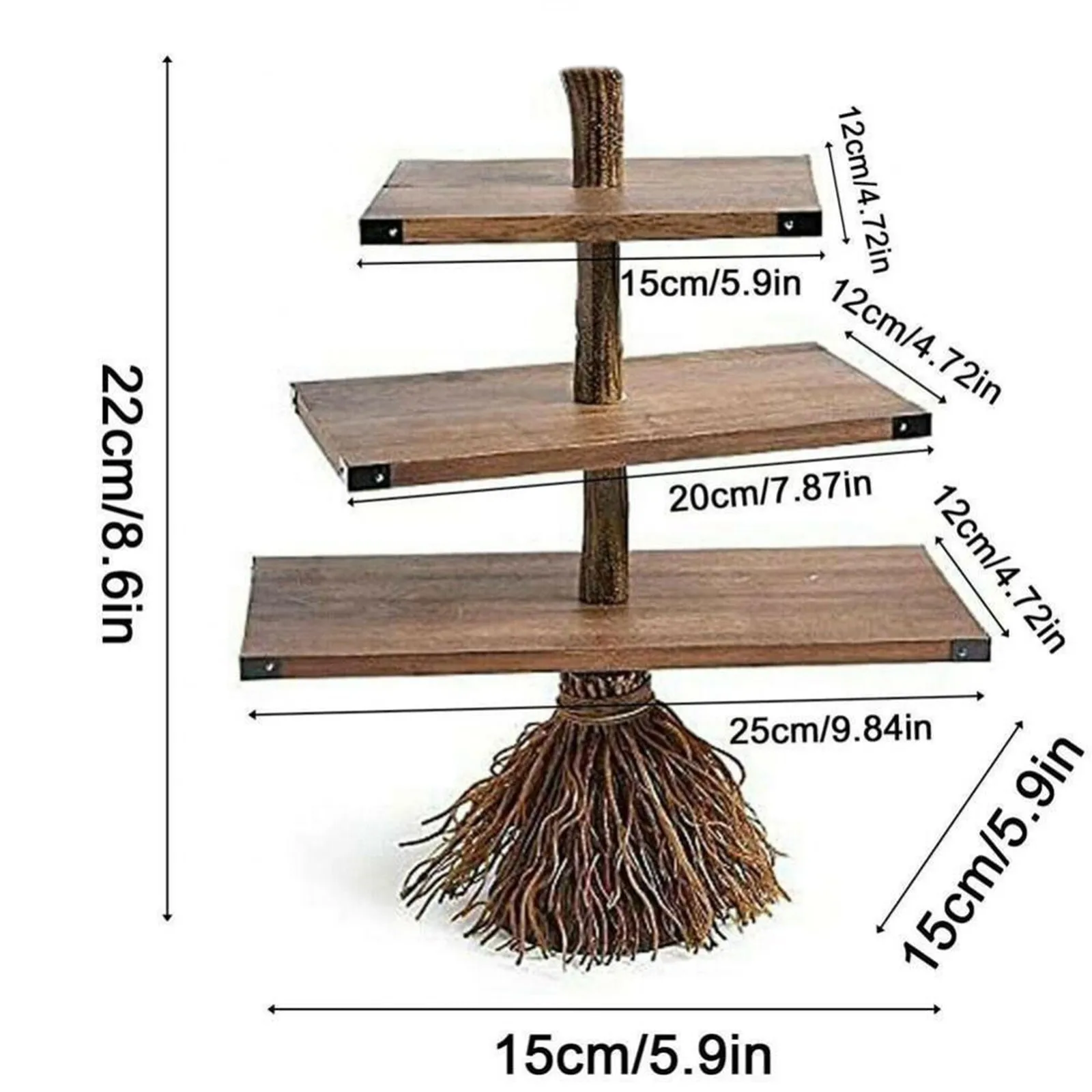 Witch Broom Table Decor Snack Tray Cake Dessert Fruit Stand Halloween