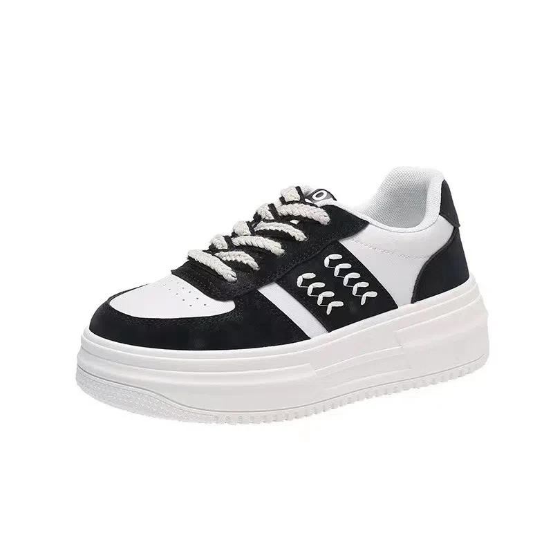2024 Spring/Summer/Autumn New Pine Cake Thick Sole Heightened Little White Shoes Women's Fashion Casual Sports Board Shoes
