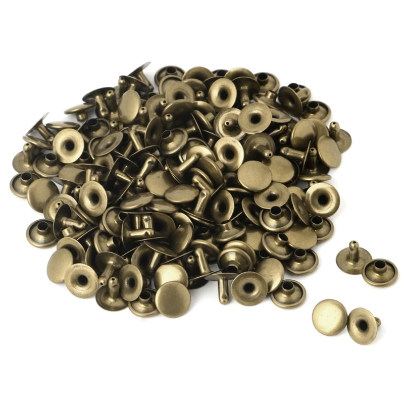 

100x Double Cap Rivet Metal Leather Craft Repairs Studs Punk Decor
