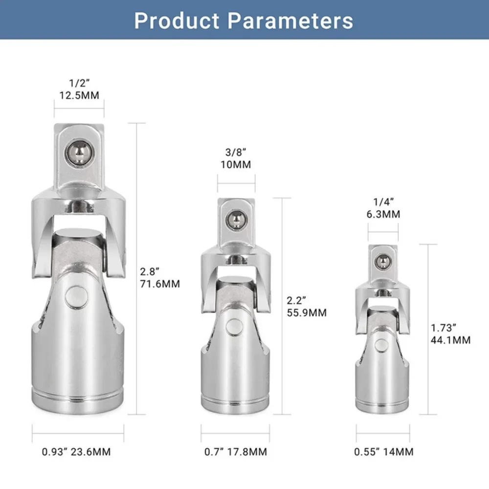 Universal Joint Assembly for Auto Repair, Ratchet Socket, Wrench Adapter, Extension Bar Adapter, Auto Repair Tools Accessories