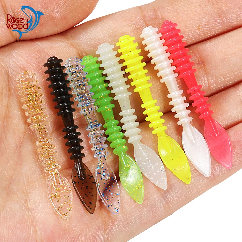 Rosewood 20 teile/schachtel Micro Ajing Wurm Weichen Köder Angeln Locken TPR Schwimmenden Rockfish Silikon Swimbait Künstliche Günstige Angeln Pech