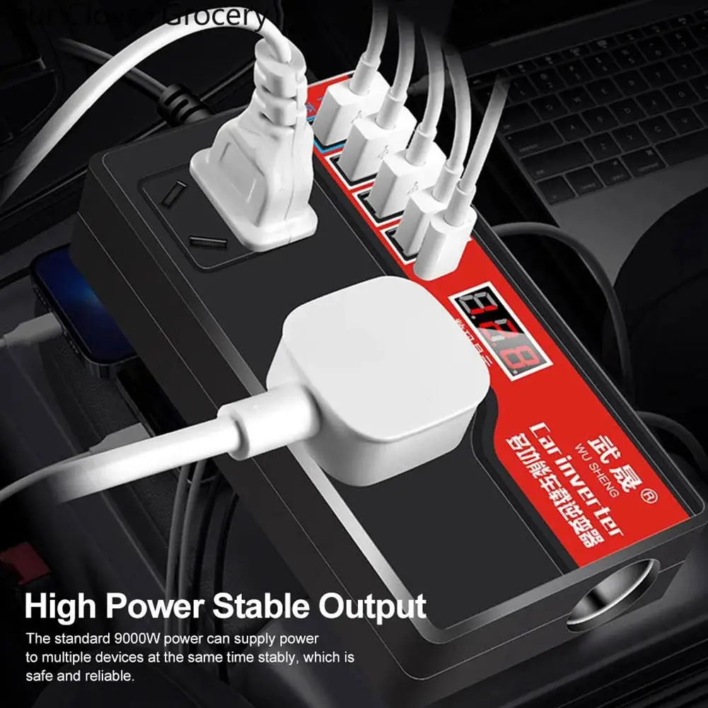 차량용 전원 인버터, USB 전원 컨버터 소켓 어댑터 포트, 디지털 디스플레이 4 개 포함, 12V, 24V, AC 220V, 2000W, T6z3