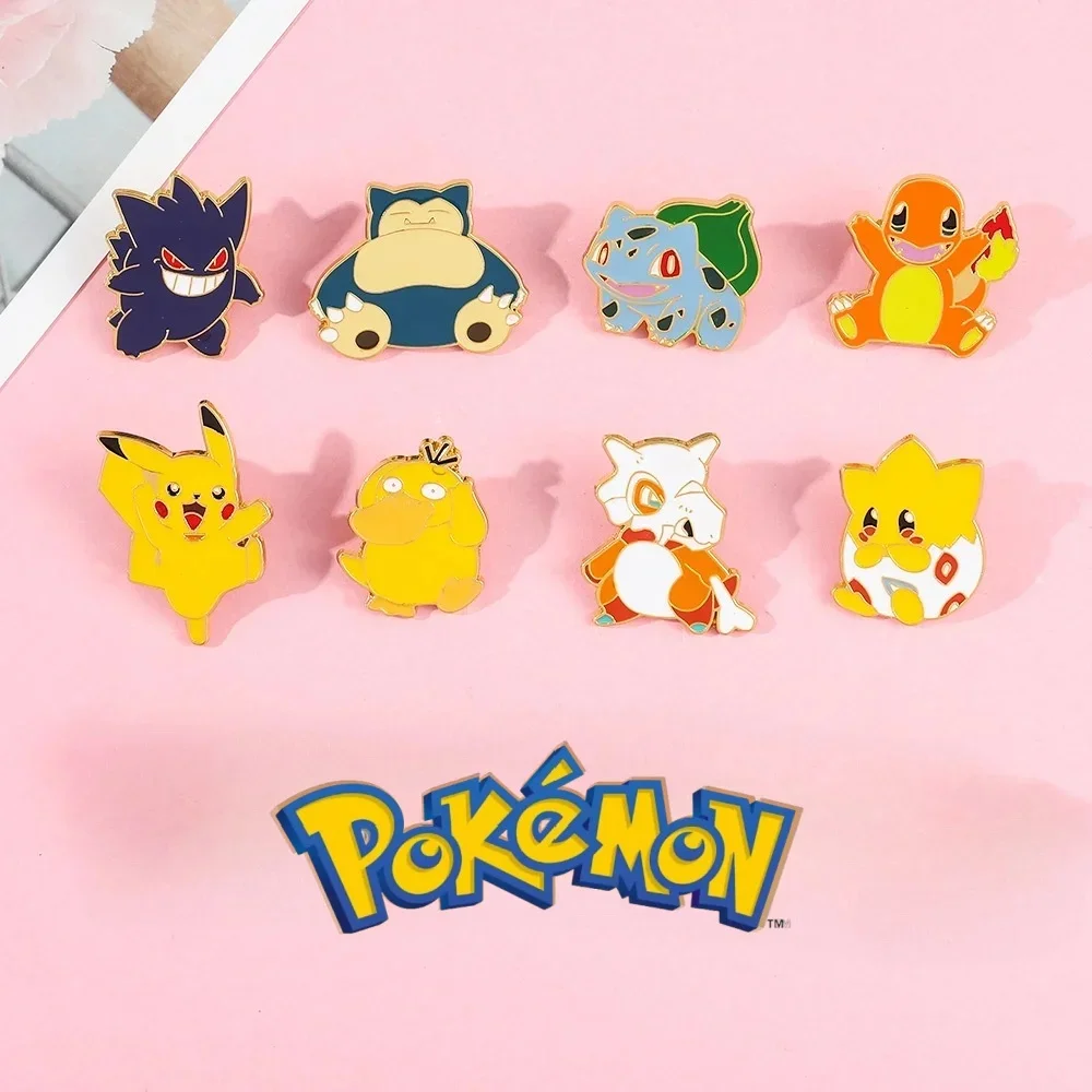 

Pokémon Pikachu Brooch Gengar Snorlax Psyduck Action Anime Figures Brooch Cartoon Doll Toys Backpack Clothes Accessories Gifts