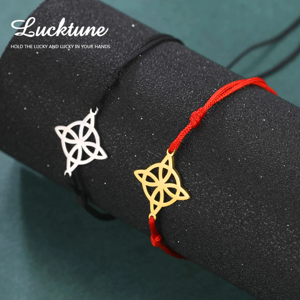 Bracciale Uomo/Donna Con Nodo Celtico In Acciaio Inossidabile | Gioiello Geometrico Wiccan Portafortuna Con Simbolo Di Protezione