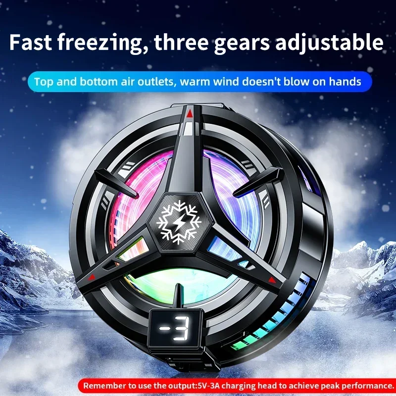 Three Gears Adjustable Mobile Phone Cooler Magnetic Suction Back Clip Semiconductor Cooling Radiator Back Clip with RGB Light