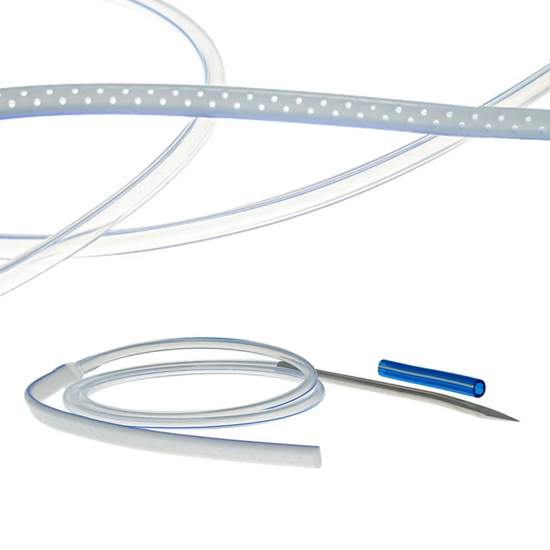 Pet Silicone Perforated Flat Drain Tube With Or Without Needle Medical Grade 1pc Sterilize 7mm/10mm Veterinary Equipment