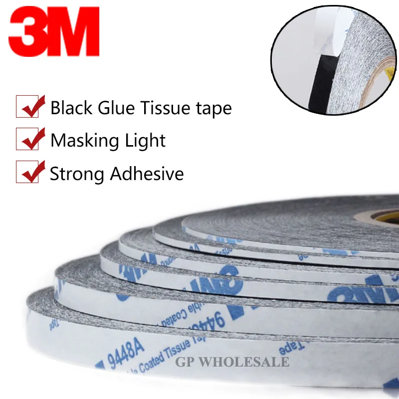 1mm-10mm-50-Meters-Ultra-Thin-Slim-3M-9448-Black-Double-Sided-Adhesive ...