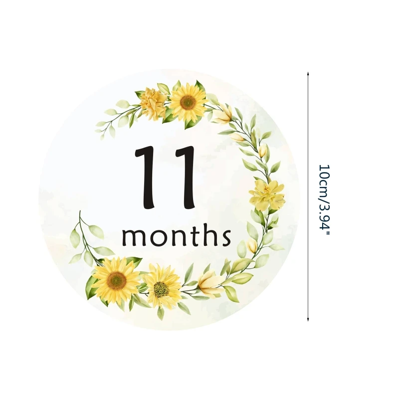 

12Pcs Floral Baby Monthly Stickers 1-12 Months Milestone Sticker for Infant Newborn Shower Gift Photo Props Accessories H055