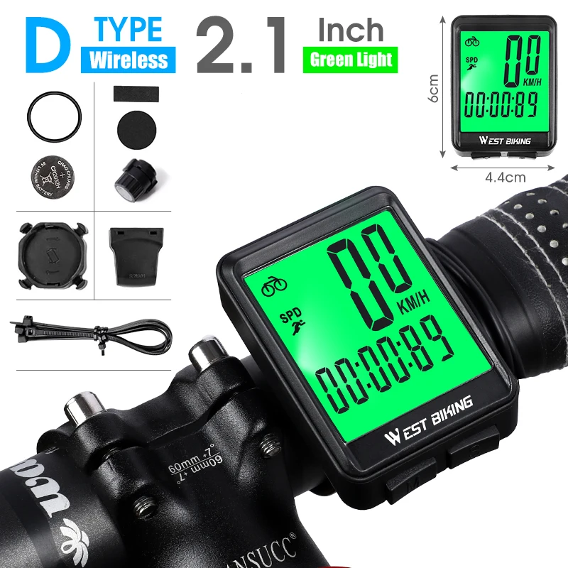 West Biking Fahrrad Computer wasserdicht Wireless/Wired Bike Digital Tacho Radfahren Magnet Kilometer zähler weiß/grün Hintergrund beleuchtung