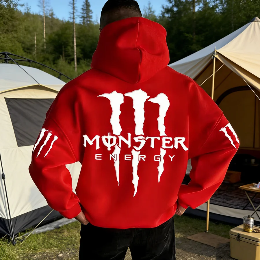 Monster Energy Hoodies – Charcoal Gray Streetwear Pullover For Men & Women
